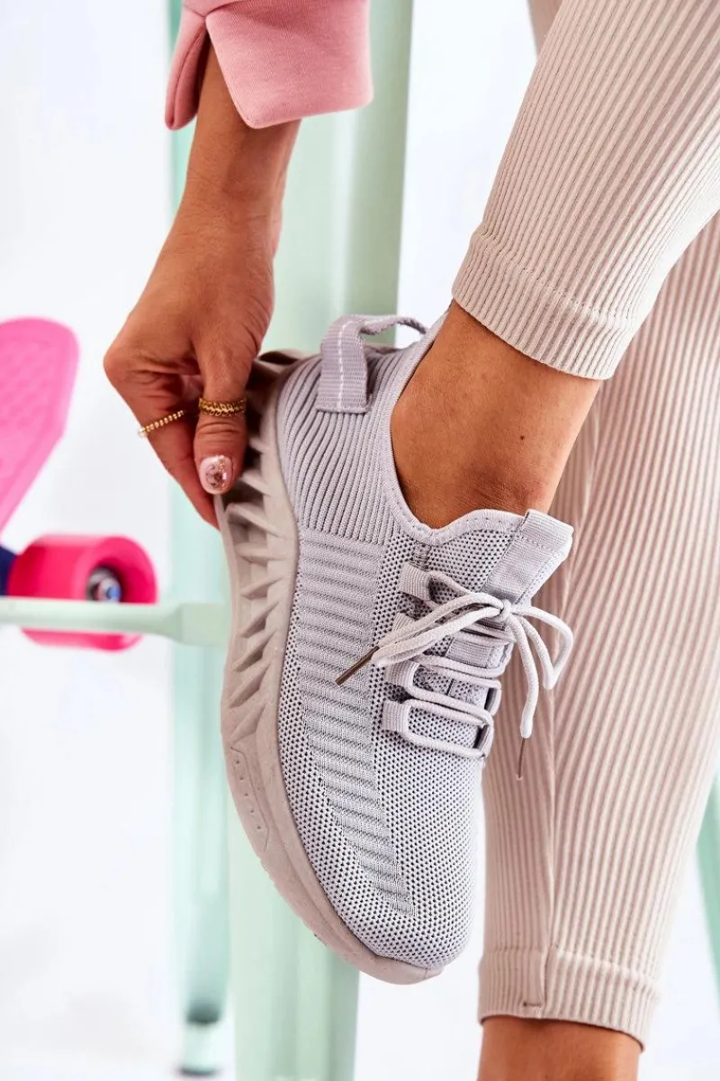 Best Boto Damskie Sportowe Buty Materiałowe Szare Lenney