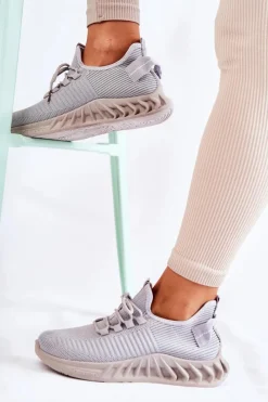 Best Boto Damskie Sportowe Buty Materiałowe Szare Lenney