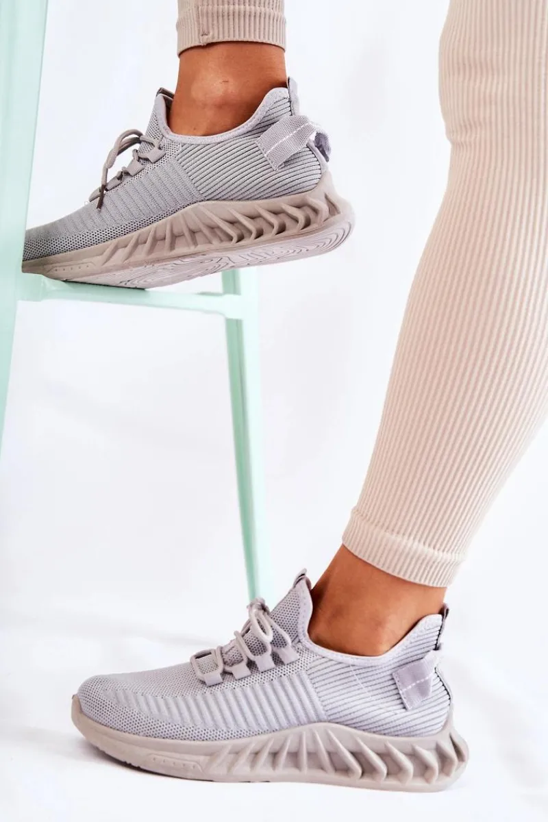 Best Boto Damskie Sportowe Buty Materiałowe Szare Lenney