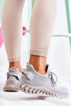 Best Boto Damskie Sportowe Buty Materiałowe Szare Lenney