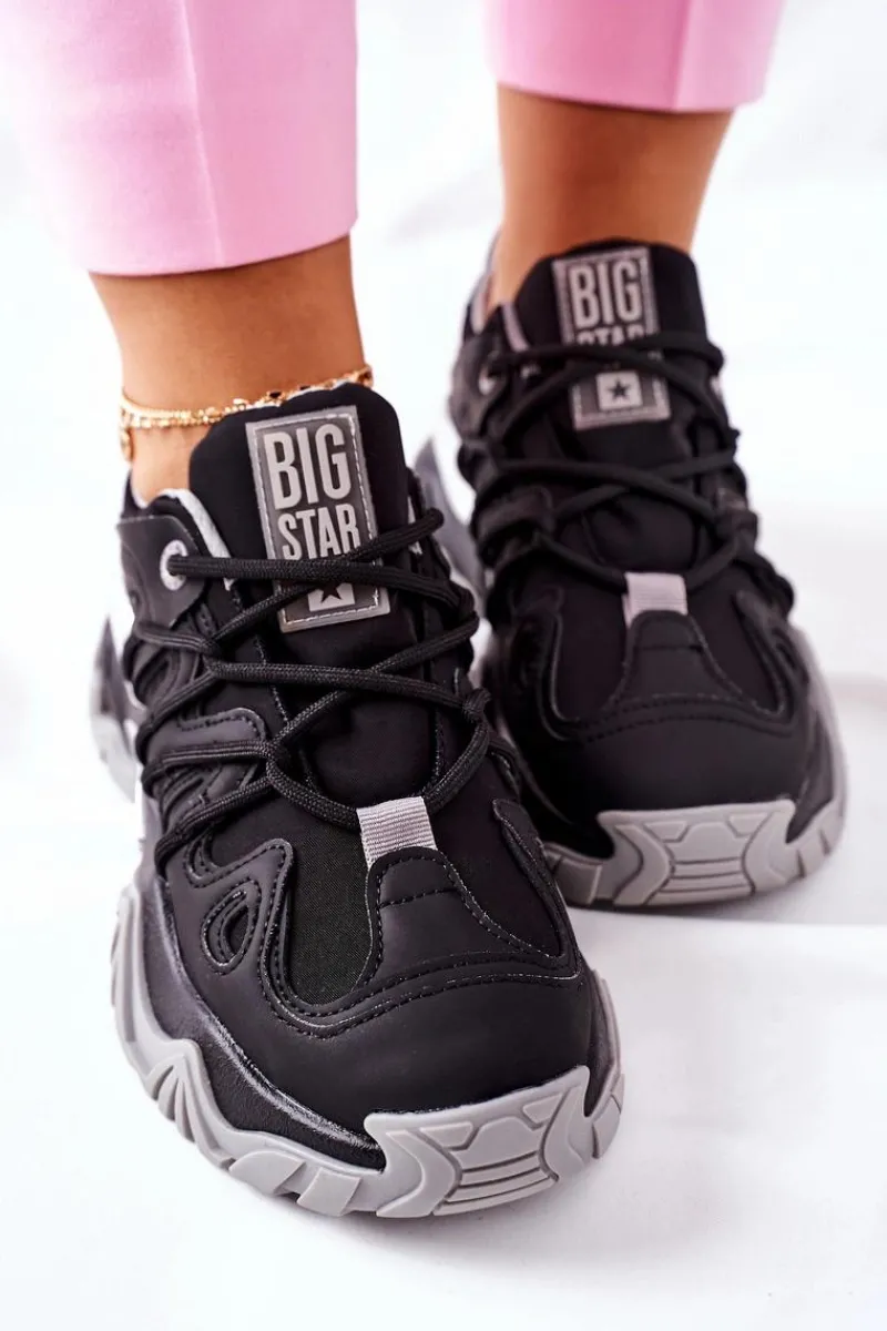 Damskie Sportowe Buty Memory Foam Big Star II274089 Czarne Damskie Buty Sportowe Na Platformie|Buty Sportowe Big Star