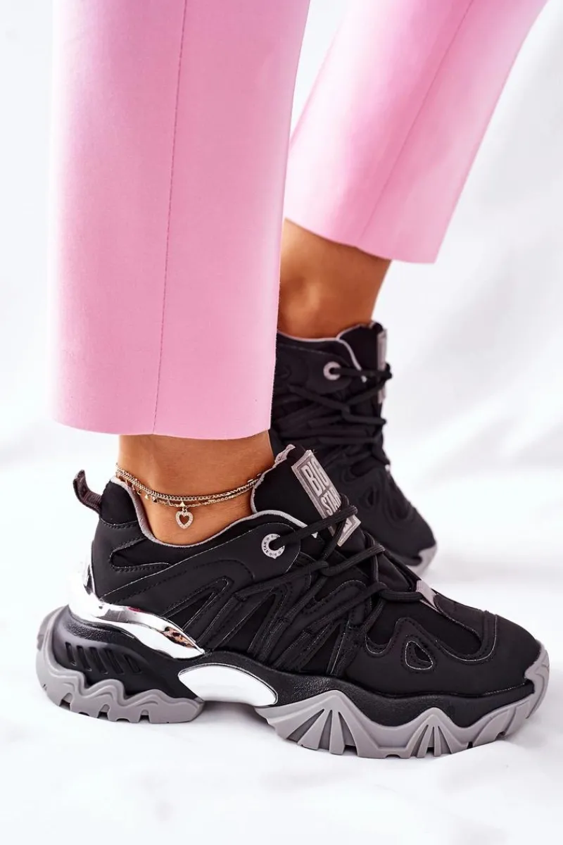 Damskie Sportowe Buty Memory Foam Big Star II274089 Czarne Damskie Buty Sportowe Na Platformie|Buty Sportowe Big Star