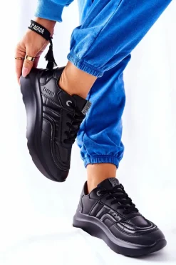 New Big Star Shoes Damskie Sportowe Buty Memory Foam Big Star II274332 Czarne