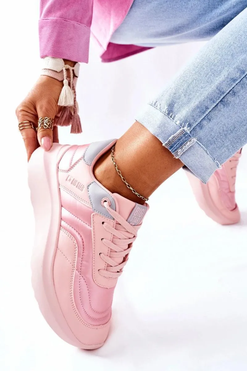 Online Damskie Sportowe Buty Memory Foam Big Star II274333 Różowe Damskie Trampki Damskie Big Star|Buty Sportowe Na Platformie