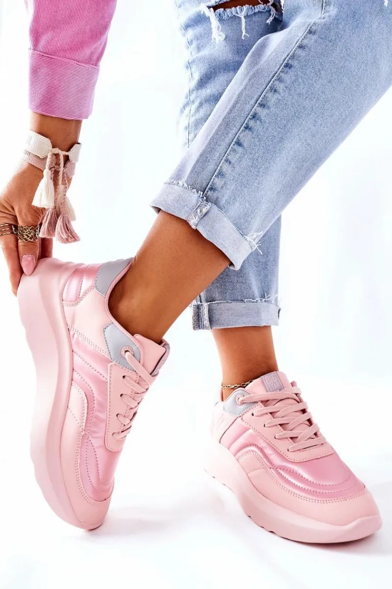 Online Damskie Sportowe Buty Memory Foam Big Star II274333 Różowe Damskie Trampki Damskie Big Star|Buty Sportowe Na Platformie