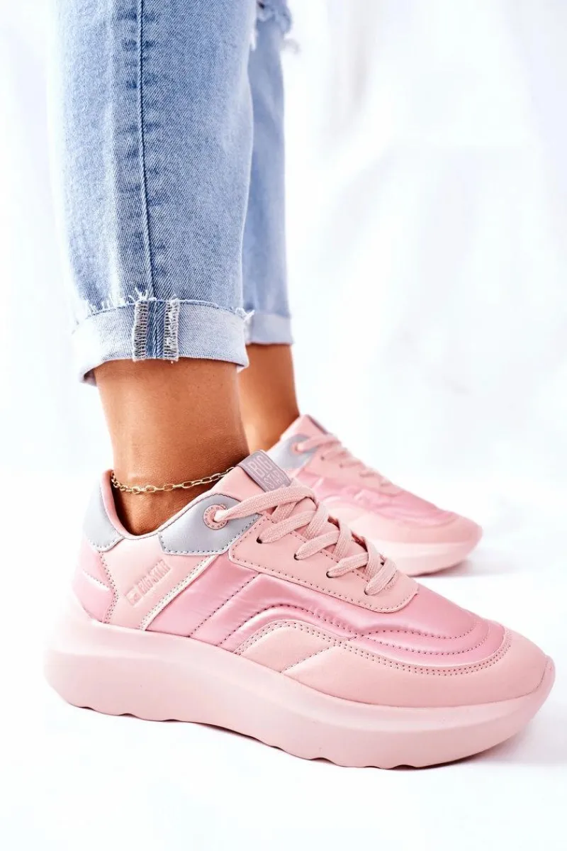 Online Damskie Sportowe Buty Memory Foam Big Star II274333 Różowe Damskie Trampki Damskie Big Star|Buty Sportowe Na Platformie
