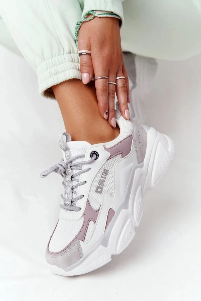 Discount Damskie Sportowe Buty Memory Foam Big Star HH274255 Biało-Fioletowe Damskie Trampki Damskie Big Star|Big Star