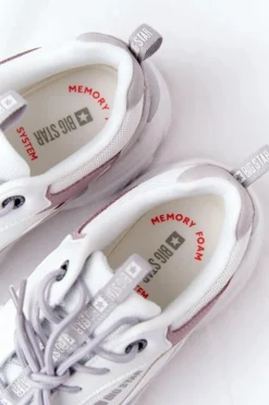 Discount Damskie Sportowe Buty Memory Foam Big Star HH274255 Biało-Fioletowe Damskie Trampki Damskie Big Star|Big Star