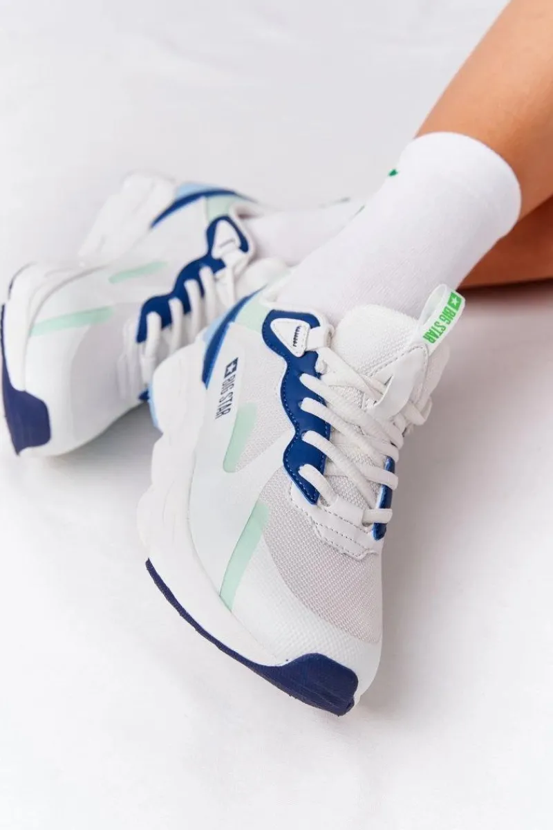 Sale Big Star Shoes Damskie Sportowe Buty Memory Foam Big Star HH274810 Biało-Zielone