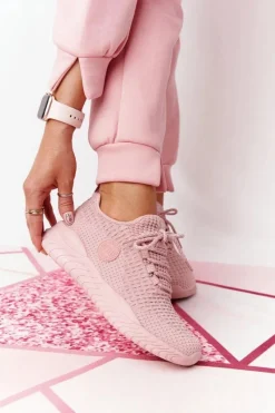 Big Star Shoes Damskie Sportowe Buty Memory Foam Big Star HH274299 Różowe