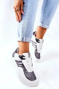 Damskie Sportowe Buty Memory Foam Big Star II274335 Białe Damskie Trampki Damskie Big Star|Buty Sportowe Na Platformie