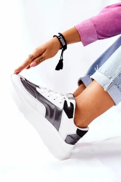 Damskie Sportowe Buty Memory Foam Big Star II274335 Białe Damskie Trampki Damskie Big Star|Buty Sportowe Na Platformie