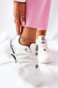 Trampki Damskie Big Star|Buty Sportowe Na Platformie>Big Star Shoes Damskie Sportowe Buty Memory Foam Big Star II274088 Białe