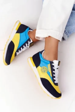 Online Big Star Shoes Damskie Sportowe Buty Memory Foam Big Star HH274525 Żółto-Niebieskie