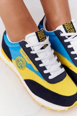 Online Big Star Shoes Damskie Sportowe Buty Memory Foam Big Star HH274525 Żółto-Niebieskie