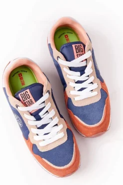 Online Damskie Sportowe Buty Memory Foam Big Star HH274567 Niebiesko-Pomarańczowe Damskie Trampki Damskie Big Star|Big Star
