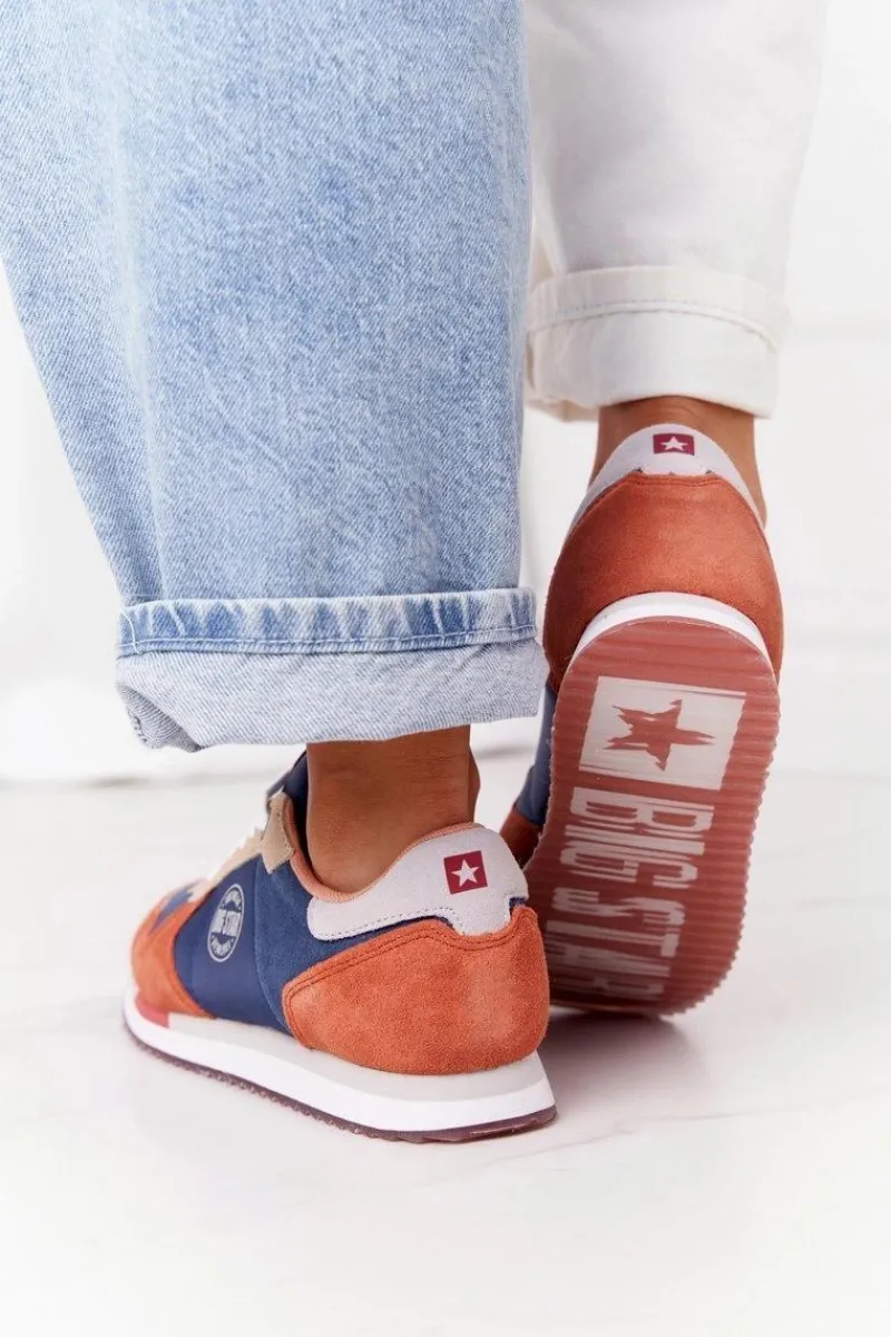 Online Damskie Sportowe Buty Memory Foam Big Star HH274567 Niebiesko-Pomarańczowe Damskie Trampki Damskie Big Star|Big Star