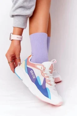 Clearance Damskie Sportowe Buty Memory Foam Big Star HH274809 Biało-Różowe Damskie Trampki Damskie Big Star|Big Star