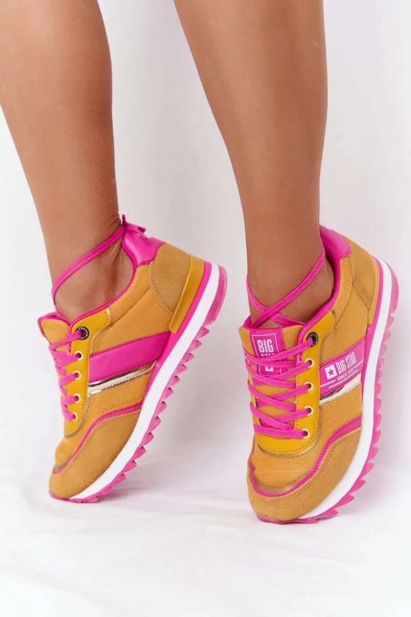 Online Damskie Sportowe Buty Memory Foam Big Star HH274273 Żółte Damskie Trampki Damskie Big Star|Buty Sportowe Na Platformie