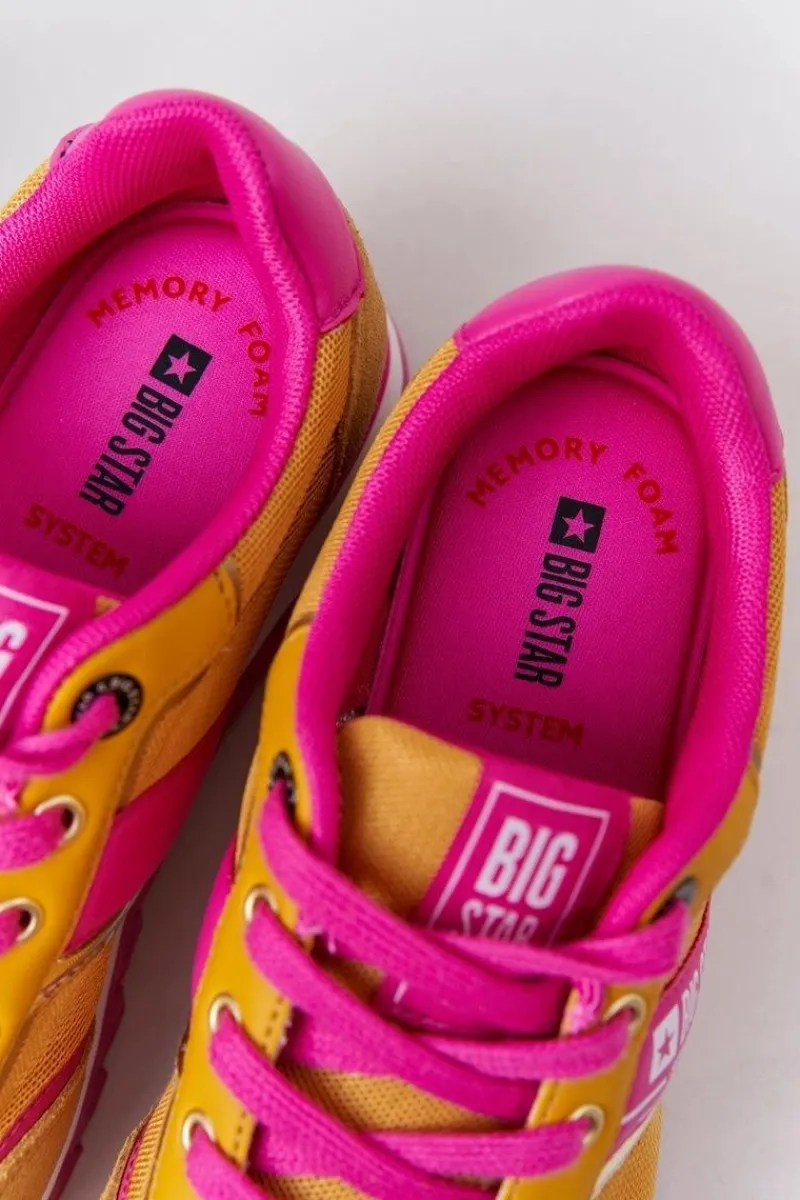 Online Damskie Sportowe Buty Memory Foam Big Star HH274273 Żółte Damskie Trampki Damskie Big Star|Buty Sportowe Na Platformie