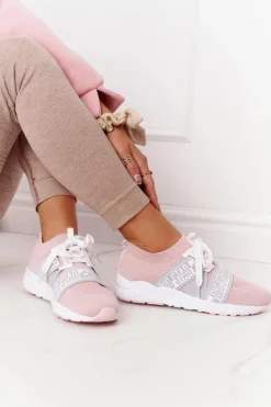 Trampki Damskie Big Star|Buty Sportowe Na Platformie>Big Star Shoes Damskie Sportowe Buty Memory Foam Big Star HH274353 Różowe