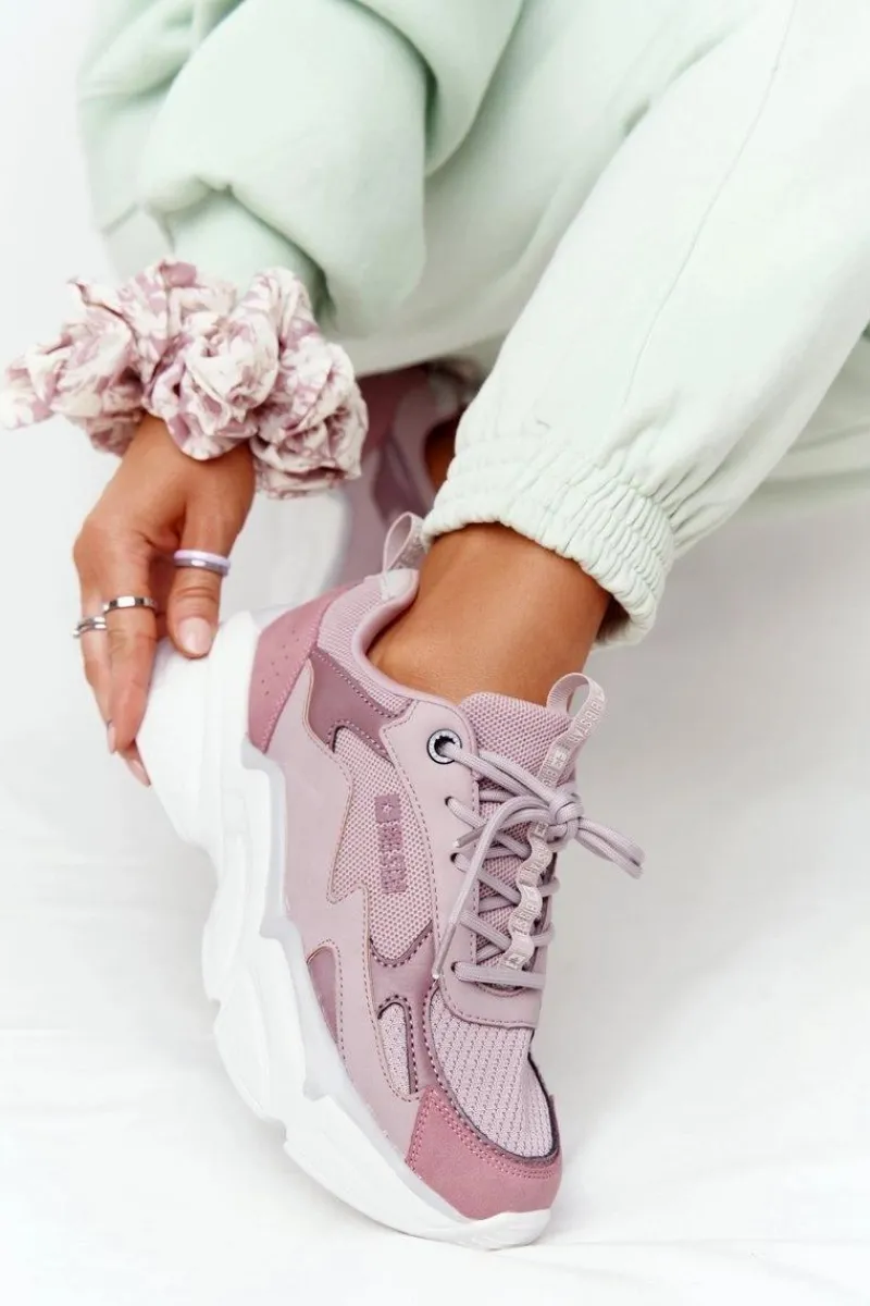 Sale Big Star Shoes Damskie Sportowe Buty Memory Foam Big Star HH274258 Fioletowe