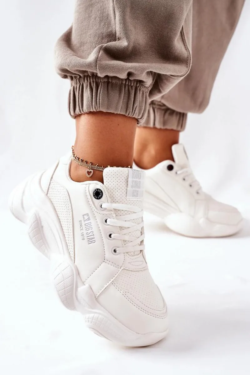 Sale Damskie Sportowe Buty Memory Foam Big Star II274359 Białe Damskie Trampki Damskie Big Star|Big Star