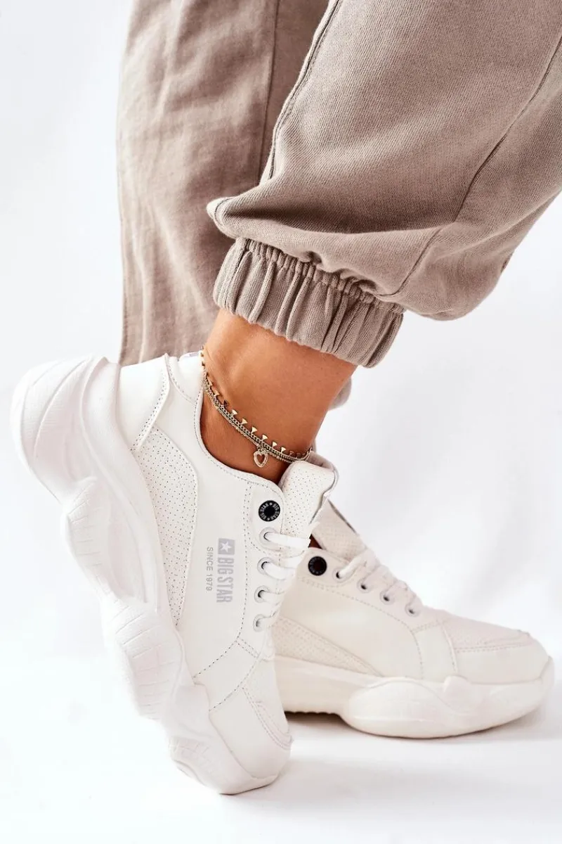 Sale Damskie Sportowe Buty Memory Foam Big Star II274359 Białe Damskie Trampki Damskie Big Star|Big Star