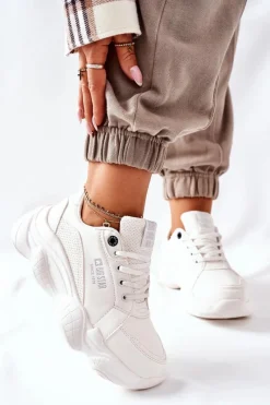 Sale Damskie Sportowe Buty Memory Foam Big Star II274359 Białe Damskie Trampki Damskie Big Star|Big Star