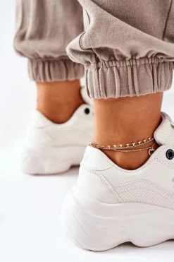 Sale Damskie Sportowe Buty Memory Foam Big Star II274359 Białe Damskie Trampki Damskie Big Star|Big Star