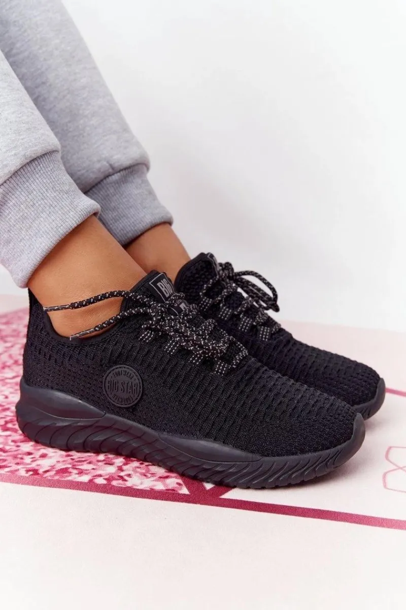 Trampki Damskie Big Star|Big Star>Big Star Shoes Damskie Sportowe Buty Memory Foam Big Star HH274298 Czarne