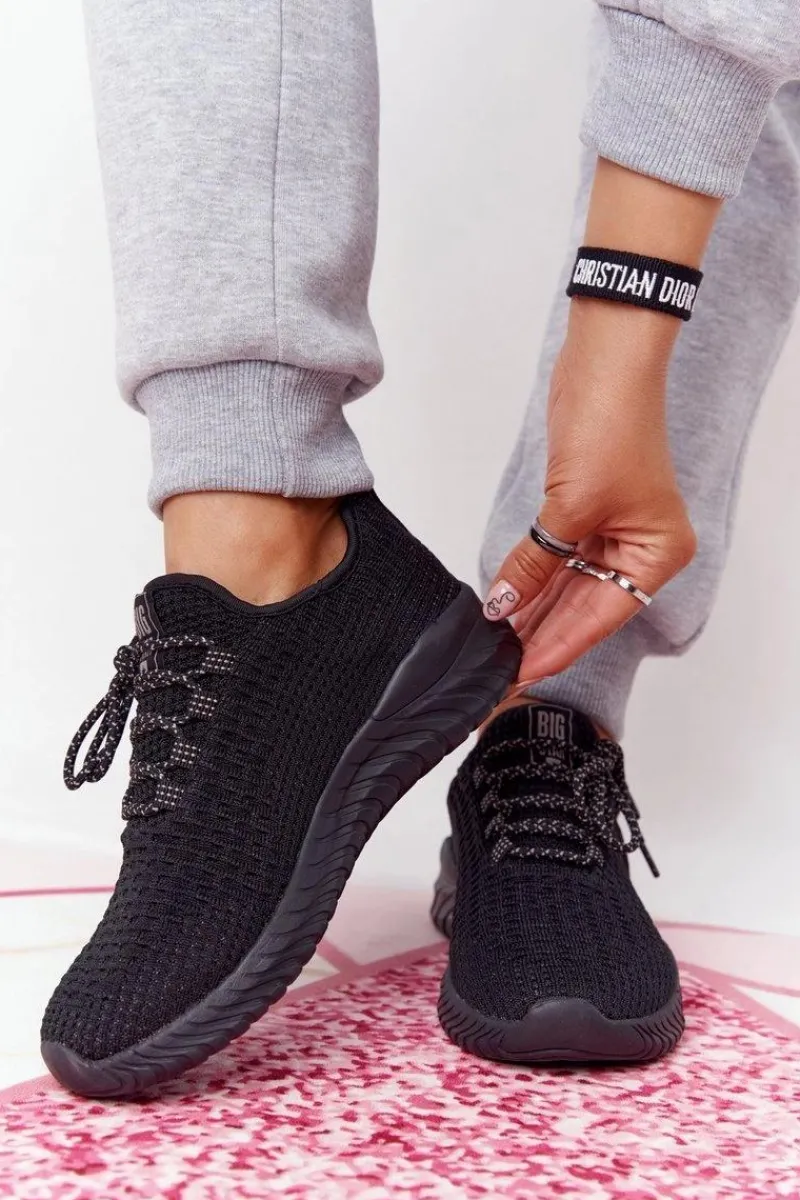 Trampki Damskie Big Star|Big Star>Big Star Shoes Damskie Sportowe Buty Memory Foam Big Star HH274298 Czarne