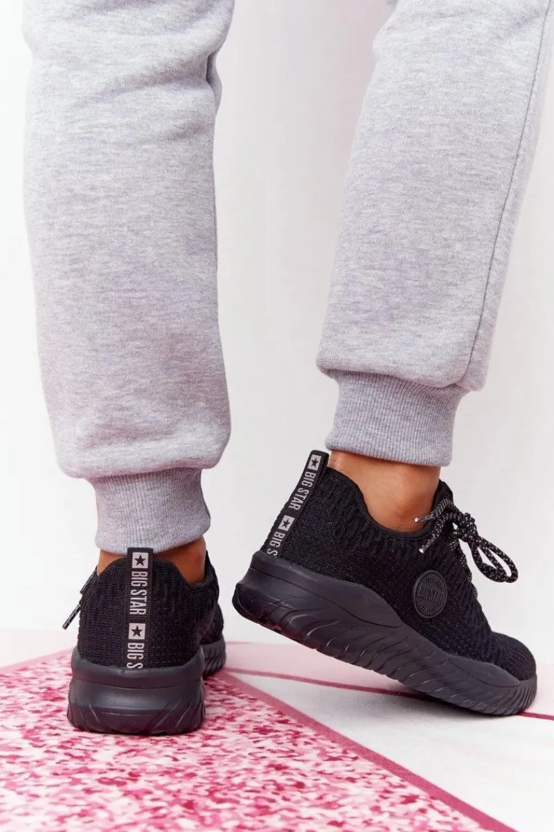 Trampki Damskie Big Star|Big Star>Big Star Shoes Damskie Sportowe Buty Memory Foam Big Star HH274298 Czarne