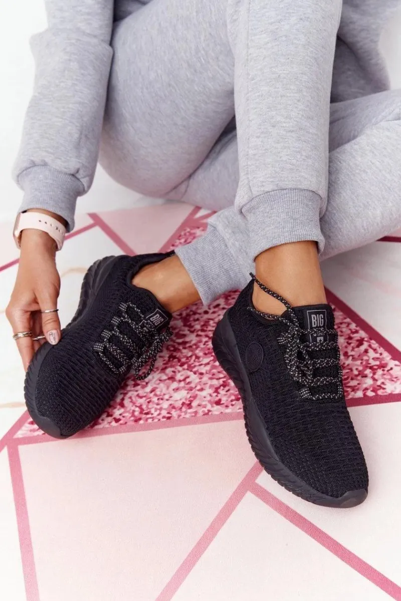 Trampki Damskie Big Star|Big Star>Big Star Shoes Damskie Sportowe Buty Memory Foam Big Star HH274298 Czarne