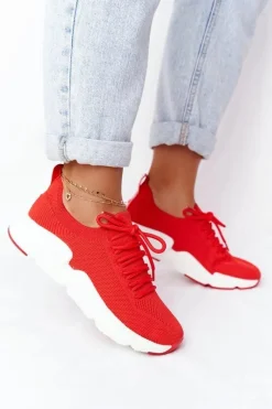 Clearance Damskie Sportowe Buty Slip-on Big Star DD274580 Czerwone Damskie Trampki Damskie Slip-On|Trampki Damskie Big Star