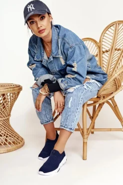 Sale Big Star Shoes Damskie Sportowe Buty Slip-on Big Star DD274464 Granatowe