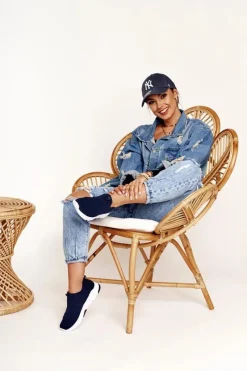 Sale Big Star Shoes Damskie Sportowe Buty Slip-on Big Star DD274464 Granatowe