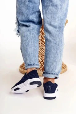 Sale Big Star Shoes Damskie Sportowe Buty Slip-on Big Star DD274464 Granatowe