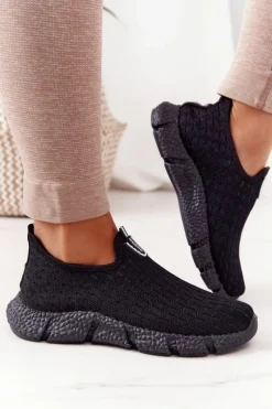 Outlet Boto Damskie Sportowe Buty Slip-on Czarne Marathon