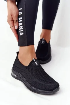 Discount Damskie Sportowe Buty Slip-on Czarne Be Stretchy Damskie Trampki Damskie Slip-On