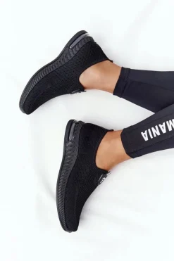 Discount Damskie Sportowe Buty Slip-on Czarne Be Stretchy Damskie Trampki Damskie Slip-On