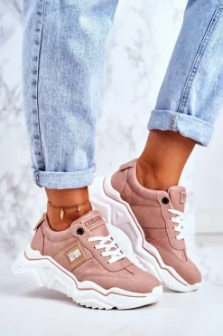 Hot Damskie Sportowe Buty Sneakersy Big Star GG274210 Różowe Damskie Trampki Damskie Big Star|Big Star