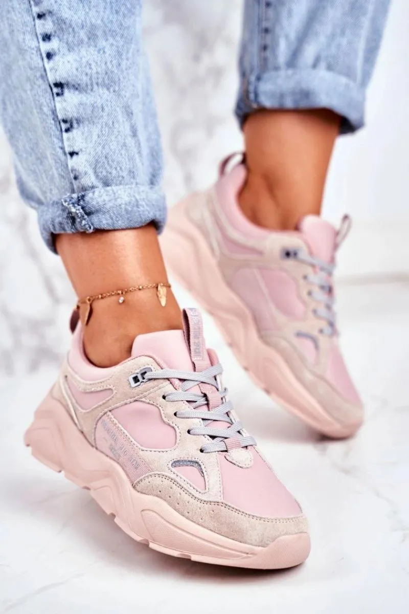 Damskie Sportowe Buty Sneakersy Big Star GG274655 Różowe Damskie Trampki Damskie Big Star|Big Star