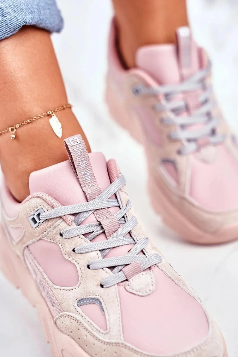 Damskie Sportowe Buty Sneakersy Big Star GG274655 Różowe Damskie Trampki Damskie Big Star|Big Star