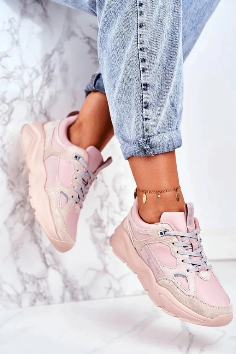 Damskie Sportowe Buty Sneakersy Big Star GG274655 Różowe Damskie Trampki Damskie Big Star|Big Star