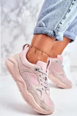 Damskie Sportowe Buty Sneakersy Big Star GG274655 Różowe Damskie Trampki Damskie Big Star|Big Star