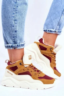 Outlet Damskie Sportowe Buty Sneakersy Big Star GG274646 Beżowe Damskie Trampki Damskie Big Star|Big Star