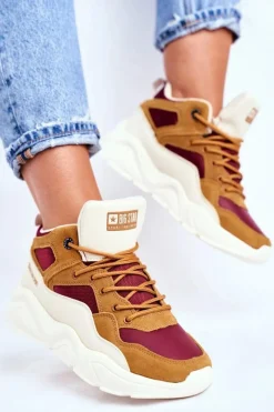 Outlet Damskie Sportowe Buty Sneakersy Big Star GG274646 Beżowe Damskie Trampki Damskie Big Star|Big Star
