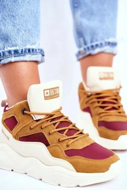 Outlet Damskie Sportowe Buty Sneakersy Big Star GG274646 Beżowe Damskie Trampki Damskie Big Star|Big Star