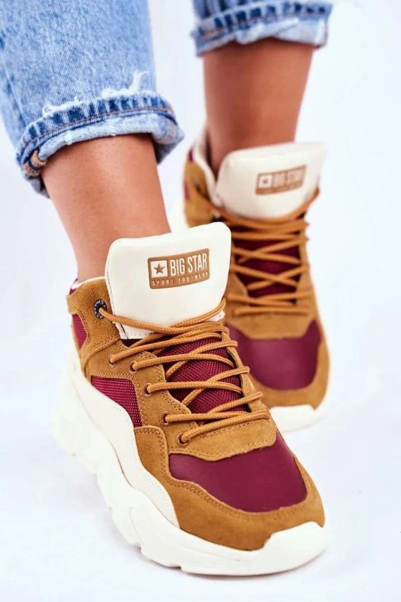 Outlet Damskie Sportowe Buty Sneakersy Big Star GG274646 Beżowe Damskie Trampki Damskie Big Star|Big Star